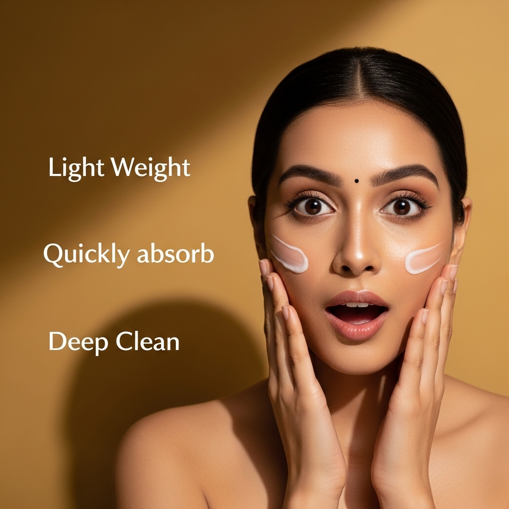 Model smoothing Dermiglam Hydrating Moisturizer onto her skin, highlighting its lightweight texture and glowing finish
