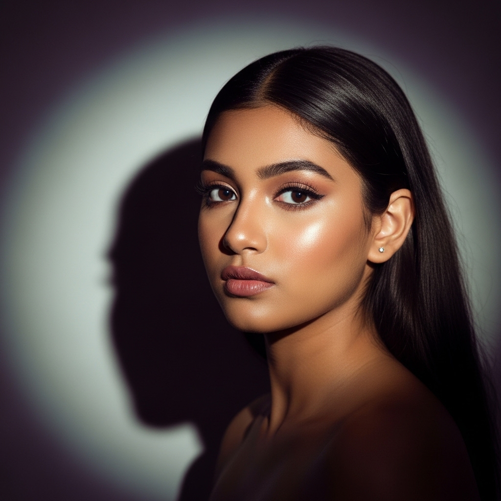 A close-up photo highlighting the luminous texture of a model&#39;s skin, reflecting the high-end, transformative results of Dermiglam skincare