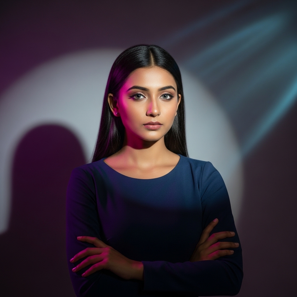 A glamorous model with flawless, glowing skin, showcasing the luxurious and pure radiance achieved with Dermiglam products